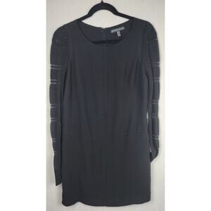 Adrianna Papell Dress Womens 4 Black midi open knit sleeve witchcore goth